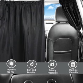 Car Privacy Curtains,Car Divider Curtain Between Rear Seat,3Pcs Car Window Sun Shade Curtain for Baby,Universal Removable Car Sun Shades Side Window Covers Car Accessories for Travel Camping Sleeping