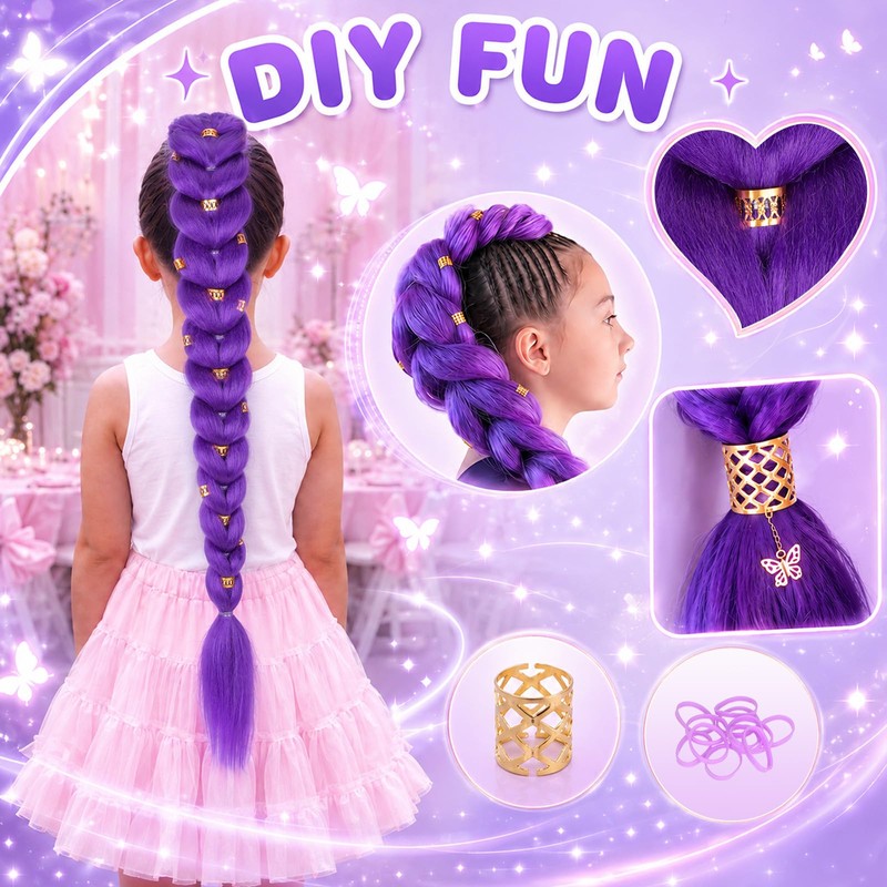 Purple Braiding Hair Ponytail Extensions 24 Inch Costume Cosplay Halloween