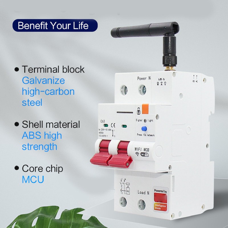 WiFi Circuit Breaker 2P Smart Phone APP Remote Switch for