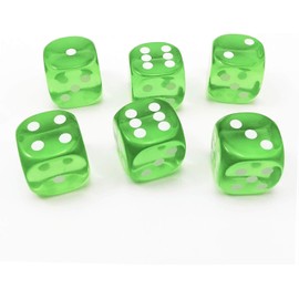 10 Pieces Green Dice, 6 Sided Dice for Board Games, 19mm Bulk Dice for Math Learning, Dice for Classroom Standard Game Dice