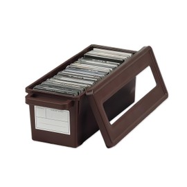NETTIA Stackable CD Disc Storage Box - Holds 70 Discs, 17.7 x 6.6 x 6.5 inches, Brown - for Home and Office Organization