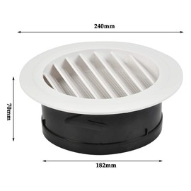 FOCCTS Air Vents Louver 8 Inch, ABS Round Vent Louver Grille Cover White Soffit Vent with Built-in Fly Screen Mesh for Kitchen, Bathroom, Office