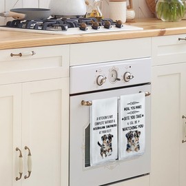 Tzhim Australian Shepherd Kitchen Towels Set of 2, Australian Shepherd Gifts, Australian Shepherd Decor Hand Towels, Australian Shepherd Dishcloths Tea Towels Dish Towels, Dog Kitchen Decor, 16x24inch