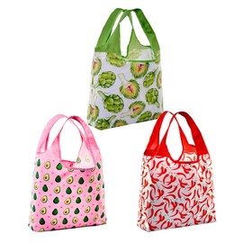 O-WITZ Reusable Grocery Bags | Vibrant Tote Bag For Groceries, Beach Gear, Toys & More | Washable Design With Large Handles For Maximum Convenience | Folds Into A Small Pouch, 3-pack, Veggies