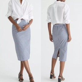 J.Crew J Crew NWT $118 No. 3 Pencil Skirt in Gingham Bi-Stretch Cotton | Sz 4