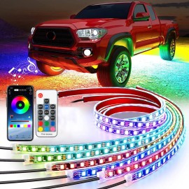 KEEPDSGN 6PCS RGB LED Strip Under Car Tube Underglow LED Underbody System Neon Light Kit