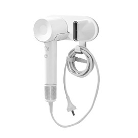 SEICHYGO Hair Dryer Holder Wall Mount Compatible with Dyson & Laifen (NOT for SE LITE), Adhesive Holder for All Magnetic High Speed Blow Dryer with Plug Cord Organizer Hook, (Aluminum Alloy, White)