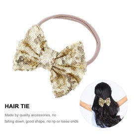 FRCOLOR 2PCS Baby Girls Hair Bows Hair Ties Golden Hair Bows Hair Band Elastic Headband Ponytail Holder Baby Hair Accessories for Infant Toddlers Kids