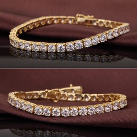 Tennis Bracelets Jiahanzb Tennis Bracelets for Women Rhodium Plated Sterling Silver Simulated Diamond Cubic Zirconia Tennis Bracelet Size 6.5inch Silver CZ Tennis Bracelet Diamond Tennis Bracelet Gold