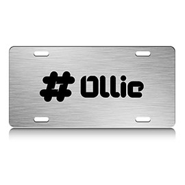 Press Fans - Ollie Male Name S.Steel Car SUV Truck License Plate Decorative Tag Chrome-D#n18