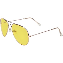 LHSDMOAT Unisex Pilot Yellow lens Sunglasses, Trendy UV400 Protection Metal Oval Sunglasses, Retro Driving Party Cosplay Carnival Sun Glasses