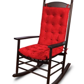 ELFJOY Rocking Chair Cushion Large Rocking Chair Pads with Ties Premium Tufted High Back and Seat Cushion 2 Piece Set Red