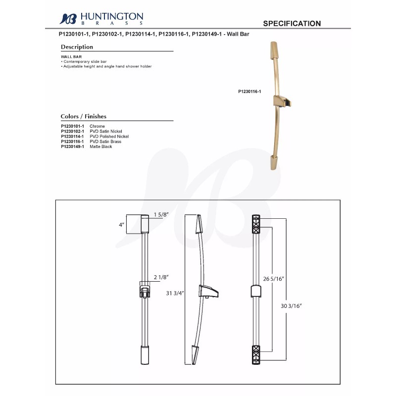 Huntington Brass HB Joy Shower Trim Kit with Slide Bar