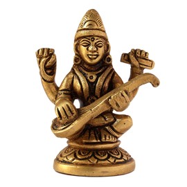 GURU JEE™ Brass Metal Statue Saraswati MATA Goddess of Learning Religious Gifts Showpiece for Home Mandir Temple
