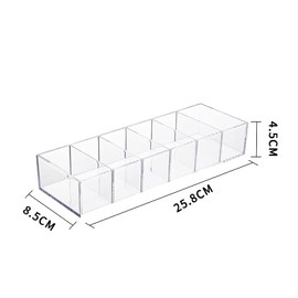SINGOMON 2PCS Small Acrylic 6-Compartment Jewelry Accessories Storage Organizer Trays Clear Makeup Organizer Holders for Eyeshadow Blushes Lipsticks Liner Nail Polishes Brush Bathroom