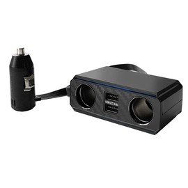 Kashimura Flat Cord, 2 Separate Sockets, 2 Reversible USB, Automatic Identification, 4.8A, Model Number: KX-223