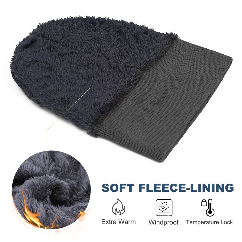 FORVEVO Mens Beanie Hat, Thermal Winter Beanie with Soft Fleece