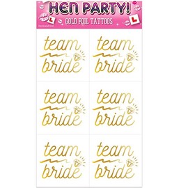 Henbrandt Team Bride Gold Foil Temporary Tattoos for Hen Do Bachelorette Party Accessories Bridesmaid Gift Bags Bride to Be Decorations Adult Tattoo Transfers