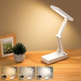 Suright LED Table Lamp, Wireless Battery Lamp, Foldable Touch Desk Lamp, Bedside Lamp, Dimmable Table Lamp with 3 Light Modes, Rechargeable USB Desk Light for Bedroom, Reading, Learning