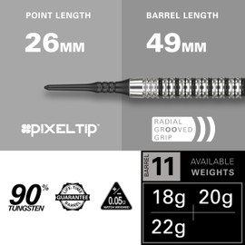 Target Darts EXO Edition 90% Tungsten Darts with Plastic Tip - Professional Soft Tip Dart Sets, Pixel Tip Darts with Pro Grip Shafts and No.6 Flights