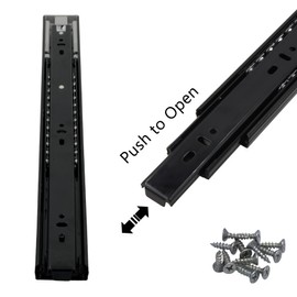 BRESKO Drawer Runners, Push to Open Runners, Full Extension, Drawer Runners, Black, 30 cm, Pack of 2 (1 Pair)