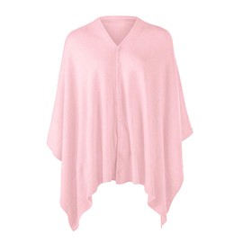 Womens Poncho Sweater Versatile Knit Scarf Wrap with Buttons Solid Shawl Cape Cardigan Gifts for Women Pink