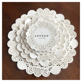 200Pcs White Greaseproof Doilies, Round Assorted Size 4" 5" 6" 8"