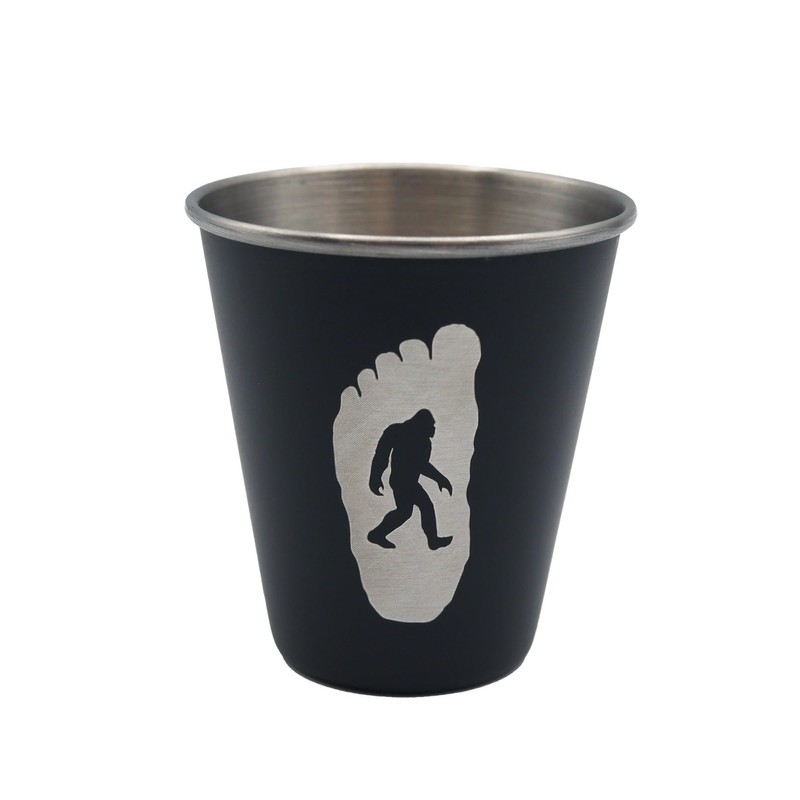 Bigfoot Sasquatch with Redwood Tree Stainless Steel Shot Glass
