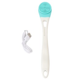 Electric Body Scrubber Brush 3 Speed Vibration Green Waterproof Long Handle Soft Rechargeable Electric Body Brush for Bathing Home
