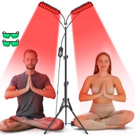 Rikimxin Red Light Therapy Lamp with Stand, Dual Infrared Lamps 60 LEDs 660nm Red and 850nm Near Infrared Wavelengths for Body Overall Health at Home with Hanging Accessories