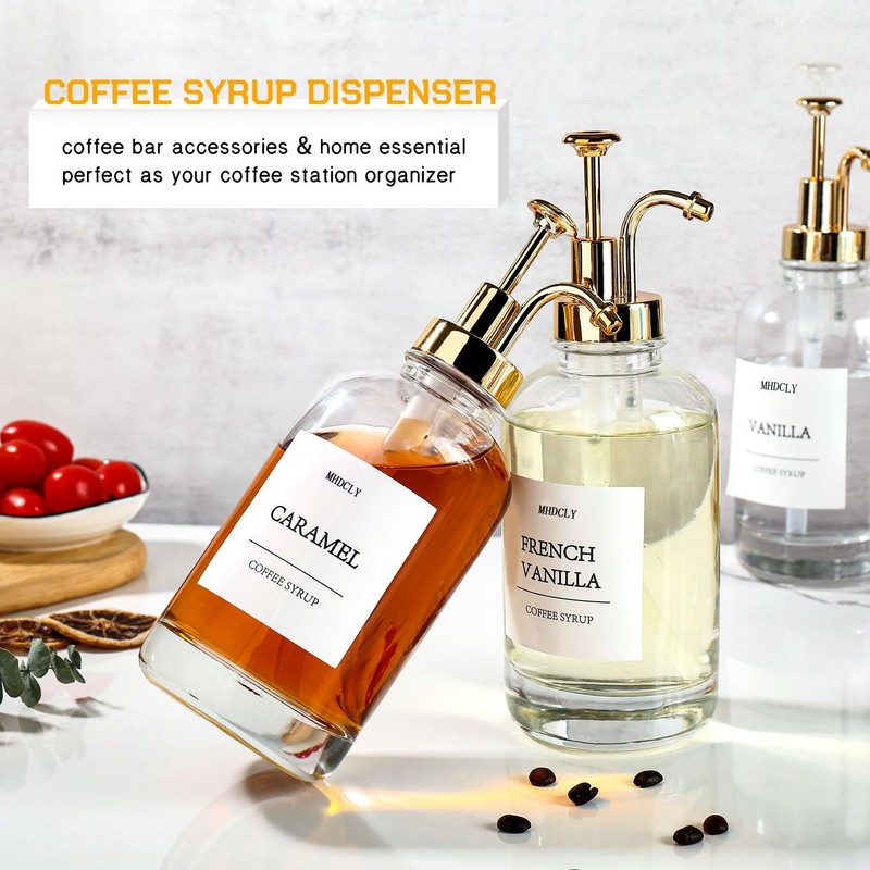 MHDCLY Coffee Bar Accessories, Coffee Syrup Dispenser - 4pack,16.9oz Syrup