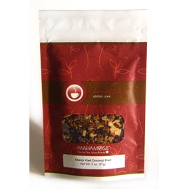 Mahamosa Herbal Flavored Tea Blend and Tea Filter Set: 2 oz Cherry Kiwi Coconut Fruit Herbal Tea, 100 Loose Leaf Tea Filters (Bundle- 2 items)(Tea ingredients: Apple pieces, freeze-dried kiwi and sour cherry pieces, sour cherries, freeze-dried cranberry 