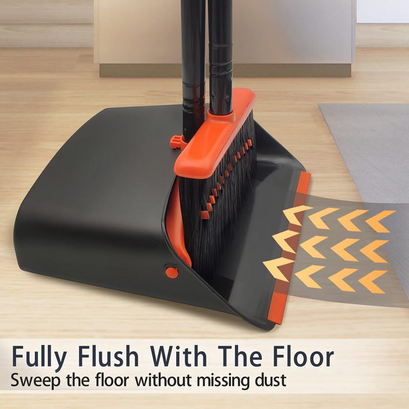 Broom and Dustpan Set for Home, JEHONN Long Handle Lightweight