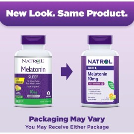 Natrol Melatonina 10 mg – 100 tabletas de disolución rápida sabor cítrico, fórmula vegetariana, sin gluten ni OMG, sin necesidad de agua, ideal para rutina nocturna
