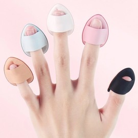 Mini Finger Cushion Puff 5P for Makeup Foundation Concealer Blusher Sponge Black 3ea