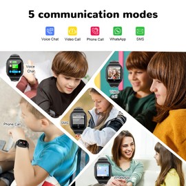 Wonlex 4G Kids Smartwatch with SIM Card, GPS Smart Watch for Kids, Health Monitor Phone Watch With Temperature, Video Calls, Camera, Pedometer, Alarm, Music Player for Boys Girls Aged 4-15 (Black)