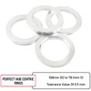 RTRHINOTUNING 4PCS Car Aluminum Alloy Silver Hubcentric Rings 108mm OD