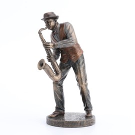 Veronese Design 7 1/4" Jazz Band Saxophonist Resin Figurine Bronze Finish