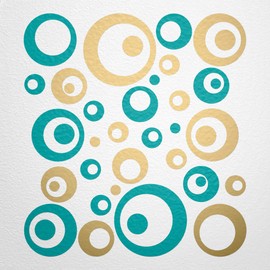 WANDfee® Wall Tattoo, Circles, Dots, 50 Stickers, Colour Choice For Children's Bedroom, Living Room, Hallway, Bathroom, Kitchen, Tile Stickers, gold