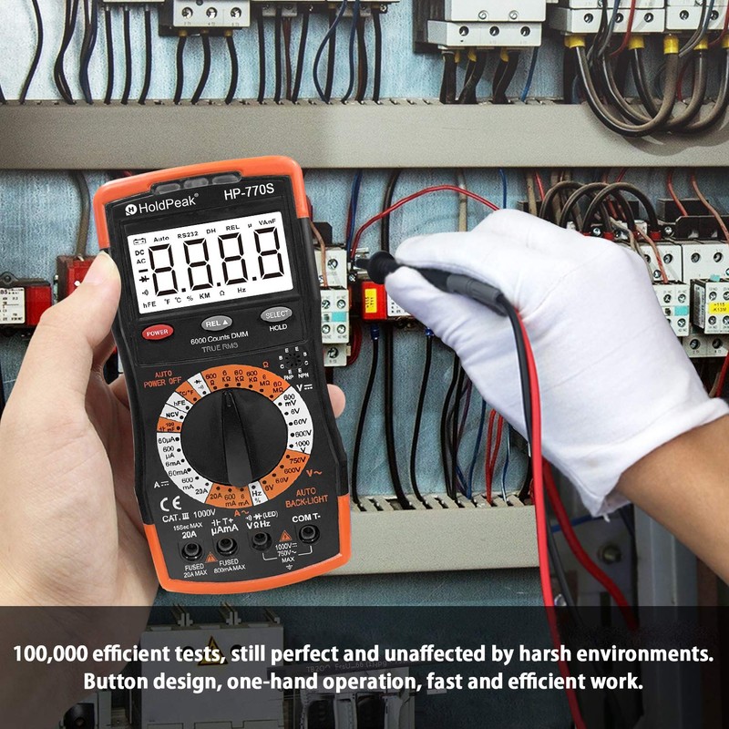 HoldPeak Digital Multimeter HP-770S 6000 Counts Manual Ranging,Accurately Measure for