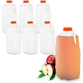 MT Products 64 Oz. Empty HDPE Plastic Juice/Milk Bottles with Tamper Evident Caps - Case of 60