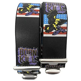 Born to Kill Braces USA America - 35 mm Wide Braces with 4 Clips in H-Shape Adjustable Elastic Braces with Strong Metal Clip Party Fancy Dress Costume Carnival / BornToKill Black ST-049, black
