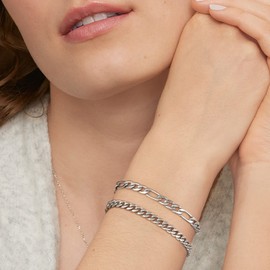 Cuban Link Bracelets for Women & Men,KRKC 5mm 18K White Gold Plated Bracelet Curb Bracelet for Women Girls Jewelry,6/7/8 Inch,Mother's Day Birthday Gift (Send Gift Box)