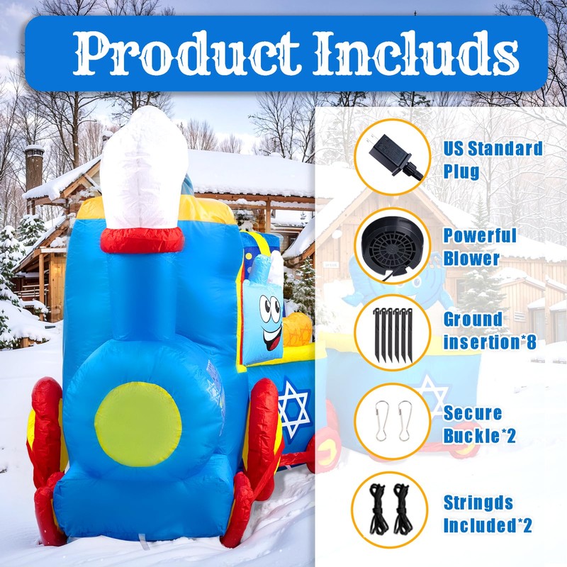 Nervure 10FT Hanukkah Train and Menorah Inflatables - Hanukkah Inflatable