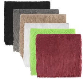 6Pcs Precut Faux Fur Square, 25x25cm Assorted Colours Fluffy Fur Patches, Decorative Sewing Craft Fur Cuts, Shaggy Fake Plush Fabric, Artificial Fur Fabric for Christmas Gnome Costume