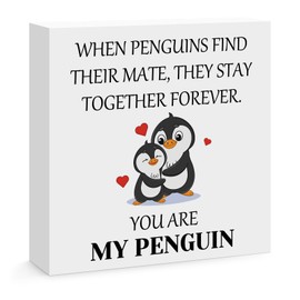 Gifts for Boyfriend Girlfriend You Are My Penguin Wooden Box Sign Decoration Wedding Anniversary Romantic Gifts for Him Her Husband Wife Valentines Day Christmas Birthday Gift