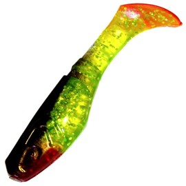 Relax Kopyto 3L Classic 3 Inch Rubber Fish 8 cm Green Glitter Black RT Set of 10 Soft Bait