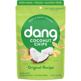 Dang Toasted Coconut Chips | Original | 12 Pack | Vegan, Gluten Free, Non GMO, Healthy Snacks Made with Whole Foods | 3.17 Oz Resealable Bags