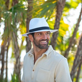 Panama Jack Matte Toyo Ribbon Safari Sun Hat (White, Large)