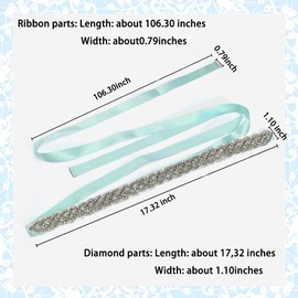 ERNITES Elegant Bridal Sash, Rhinestone-Embellished Wedding Belt, Crystalline Bridesmaids Accessory, Evening Party Headband - Blue, Adds Shine to Any Dress